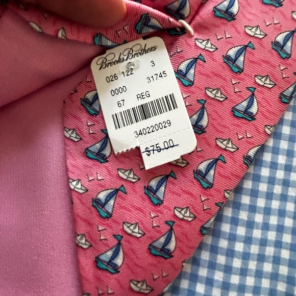 Brooks Brothers silk tie – pink with light blue sailboats – NWT - Picture 3 of 7